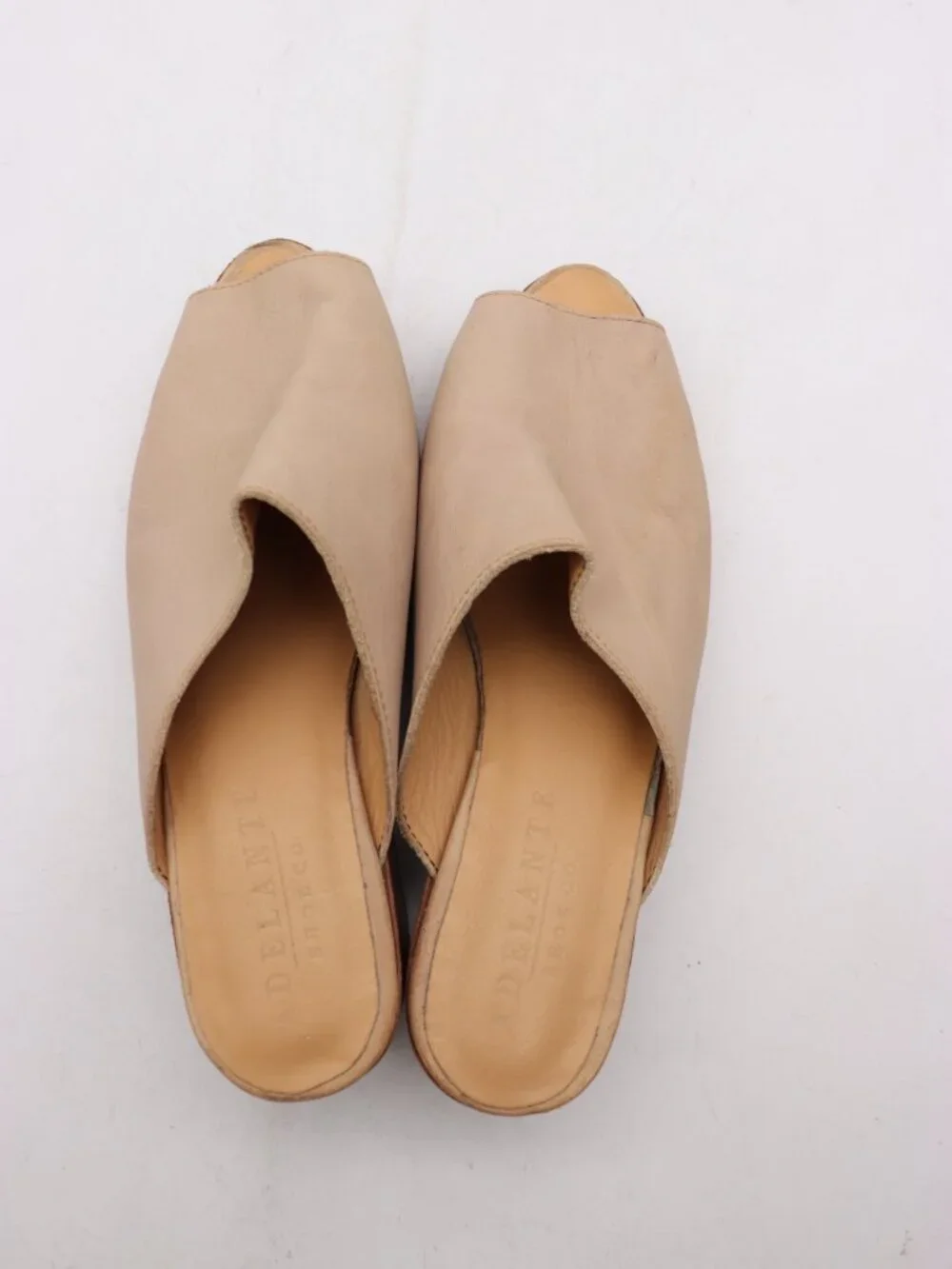 Adelante Mules Women's Size 7.5 Brown Leather Casual Slip On Block Heel  +++ P